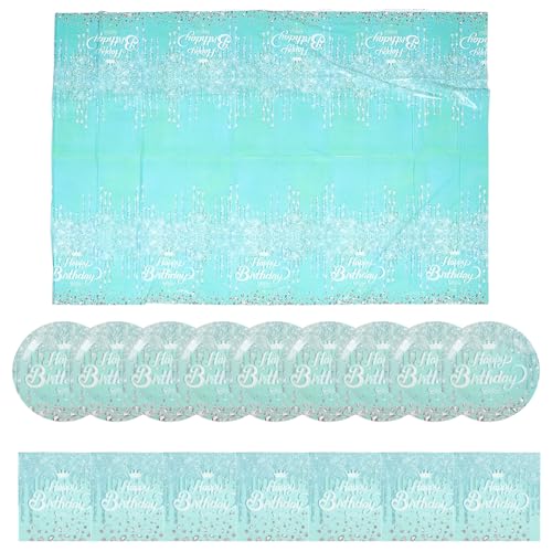 iplusmile 41 Stück Geburtstagsparty Liefert Partyzubehör Für Alles Zum Geburtstag-dessertteller Kindergeburtstagsteller Aus Papier Polyester Light Green von iplusmile