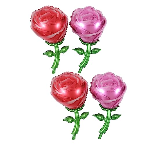 iplusmile 4Stücke Rosenförmige Folienballons Für Valentinstag Und Geburtstagsfeiern Dekoration Für Romantische Anlässe Langlebiges Material Für Partys von iplusmile