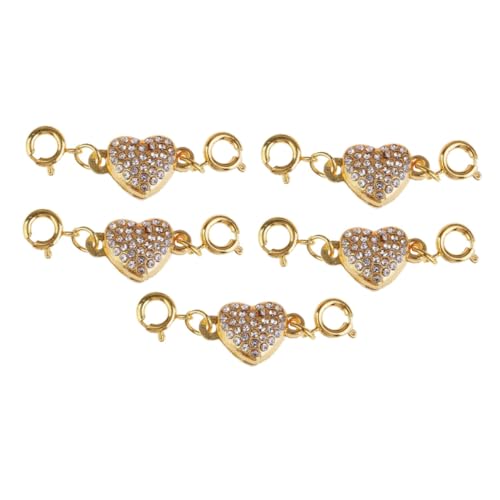 iplusmile 5 Stück Herzförmige Magnets chnalle Halskette Verschluss einer Herzkette Schlüssel DIY zubehör DIY Schmuckverschluss Verbindungsschnalle Diamant-Magnetschnalle Kristall Golden von iplusmile