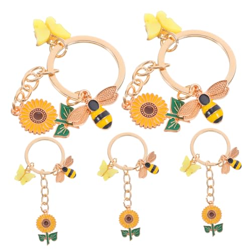 iplusmile 5 Stück Sonnenblumen Schlüsselanhänger Tier Schlüsselanhänger Rucksack Zum Aufhängen Biene Frühlingsparty Zubehör Frühlingsparty Schmuckstücke Emaille Bienen Charms von iplusmile