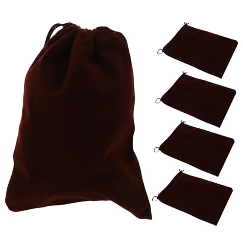 iplusmile 5 Stück Teiliges Geschenksäckchen mit Kordelzug Großer Kapazität Praktische Aufbewahrungstaschen für Schmuck Kosmetik und Kleine Geschenke Braun Vielseitig für Zuhause und Reise von iplusmile