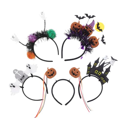 iplusmile 5 Stück Teiliges Halloween Set Verstellbare Tier Ohren Haarbänder mit Kürbis und Geist für Frauen und Mädchen Leichte Kopfbedeckung für Party Cosplay Geburtstags Foto Requisiten von iplusmile