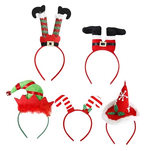 iplusmile 5 Stück Teiliges Weihnachts Haarreifen mit Motiven Bunte Stirnbänder für Erwachsene und Festliche Weihnachtsmützen Designs für Weihnachts und Silvesterpartys Langlebige von iplusmile