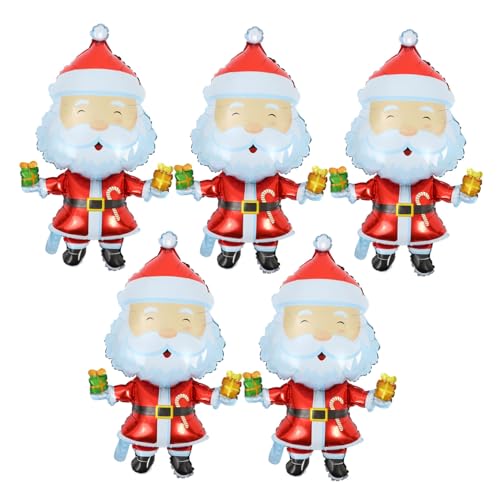 iplusmile 5 Stück Teiliges Weihnachtsballon Santa Claus aus Aluminiumfolie Langlebige Party Deko für Fenster Wand und Decke Festliche Weihnachtsatmosphäre für Familienfeiern und von iplusmile