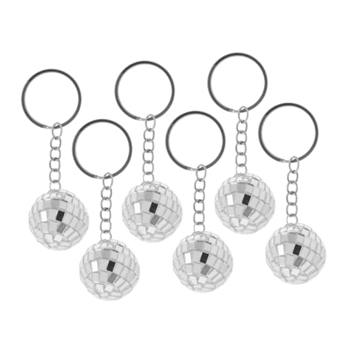 iplusmile 6 Stück Mini Discokugel Schlüsselanhänger Silberne Spiegelkugel Party Deko Anhänger Langlebig aus Kunststoff und Zinklegierung Vielseitig für Party Auto und Home Accessoires von iplusmile