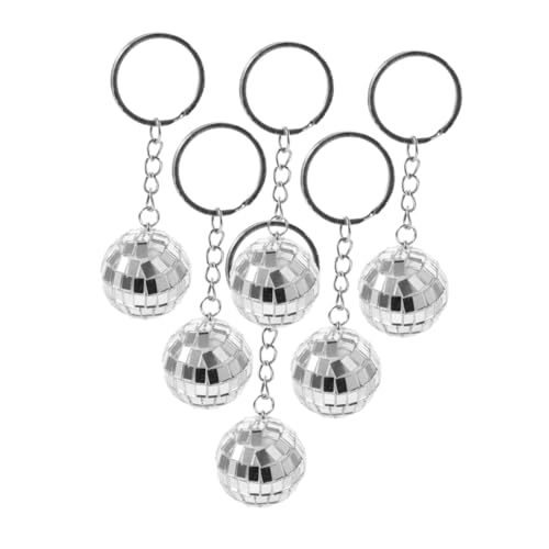 iplusmile 6 Stück Schlüsselanhänger mit Spiegelkugel Disco-Kugel-Ornamente Mini-Disco-Kugel Silberner Discokugel-Schlüsselanhänger kleine Discokugel Plastik Silver von iplusmile