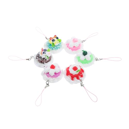 iplusmile 6 Stück kleiner Kuchenanhänger gefälschter Kuchen gefälschtes Gebäck Dessert-Simulationsmodell Kuchen-Modell falsches Brot gefälschtes Essen Faux-Gebäck-Display PVC von iplusmile