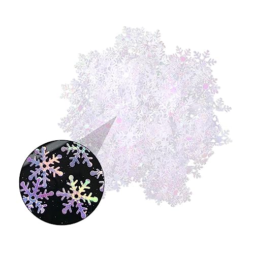 iplusmile 600 Stück Schneeflocken Deko aus Vliesstoff Weiß DIY Weihnachtskonfetti für Basteln und Partydeko Sichere Streudeko für Festliche Weihnachtsatmosphäre von iplusmile