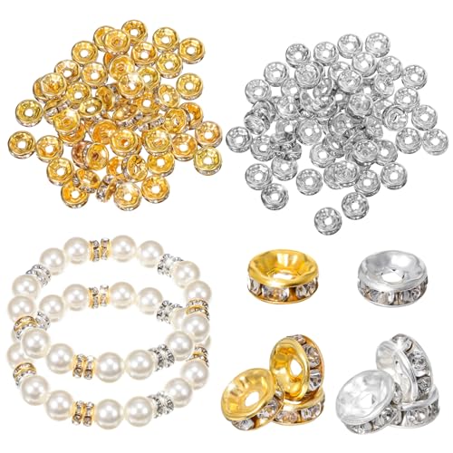 iplusmile 600Stücke Abstandshalter Perlen mit Strass für Schmuckherstellung DIY Armbänder und Vielseitiges Bastelzubehör für Projekte von iplusmile