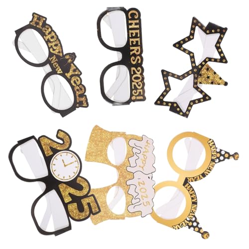 iplusmile 6Stücke Neujahrsbrillen Lustige Papierbrillen für Silvester Partys Fotorequisiten Bequem für Erwachsene und Jugendliche Feierliche Anlässe von iplusmile