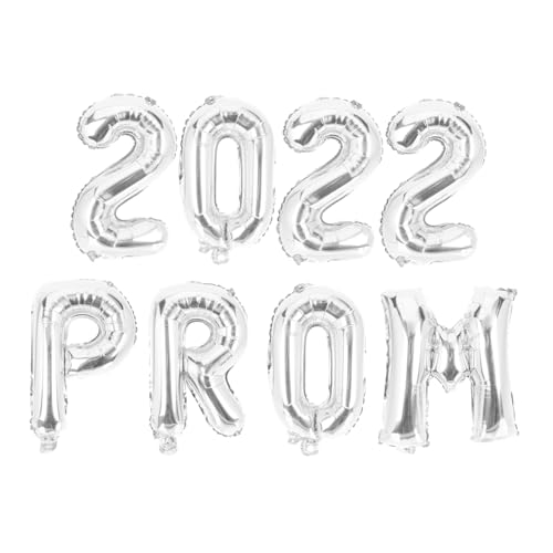 iplusmile 8 Stück Ballonanzug Abschlussball 2022 Zeichen 2022 Ballonnummer Tanzparty Dekoration Ballon mit Abschlussdruck gratuliere graduiertenballons Aluminiumfolie Silver von iplusmile