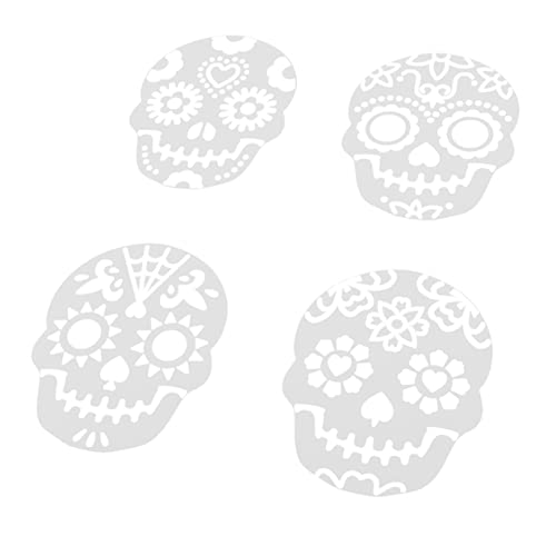iplusmile 8Stücke Halloween Hohl Schädel Kuchen Spritzform Wiederverwendbare Schablonen für Tortendekoration und DIY Icing für Festlichkeiten und Backen von iplusmile