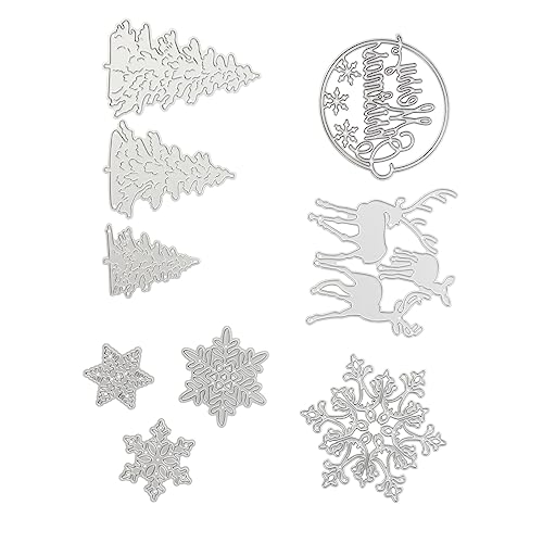 iplusmile 9 Stück Teiliges Weihnachts Stanzformen aus Hochwertigem Karbonstahl Präzise Schneidvorlagen für DIY Bastelprojekte Wiederverwendbare Metall Schablonen mit Festlichem Muster für von iplusmile
