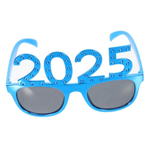 iplusmile Bohrer-plattierende Quadratgläser Neujahrsbrille 2025 farbig 2025 Zahlenbrille Abschlussfeier Brille gestaltet Partyzubehör für das neue Jahr Silvesterbrille Fotokabine Stk Blau von iplusmile