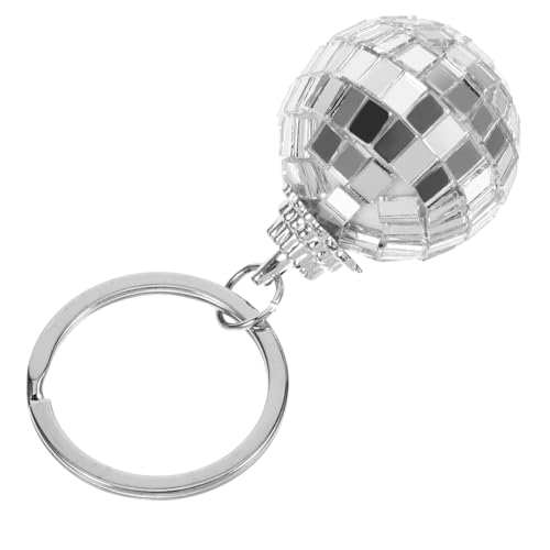 iplusmile Disco Kugel Schlüsselanhänger Spiegelanhänger aus Robustem Kunststoff und Zinklegierung Modisches Party Dekoaccessoire für Rucksack Handtasche Geschenkidee DIY Zubehör Silber von iplusmile