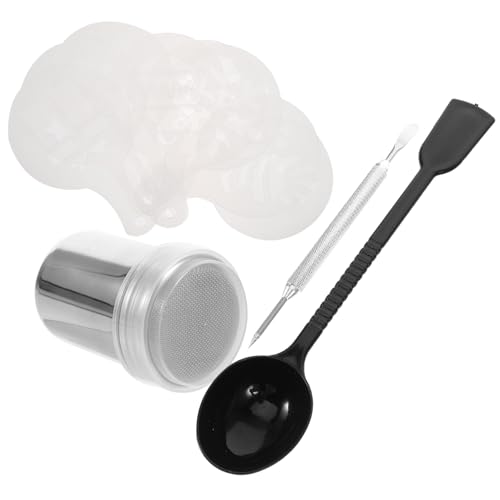 iplusmile Edelstahl Kaffee Dekorationsset mit Cappuccino Schablonen Puderstreuer und Messlöffel Leichtes Tragbares DIY Zubehör für Latte Art und Kuchen Verzierung von iplusmile