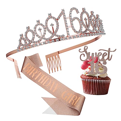 iplusmile Geburtstag Dekoset Roségold mit Funkelnder Strasskrone Schärpe und Kuchenstecker Komfortabel Tragbare Geburtstagskrone Tortendeko für Mädchen Party Highlights iplusmile Geburtstag Dekoset Roségold mit Funkelnder Strasskrone Schärpe und Kuchenstecker Komfortabel Tragbare Geburtstagskrone Tortendeko für Mädchen Party Highlights von iplusmile