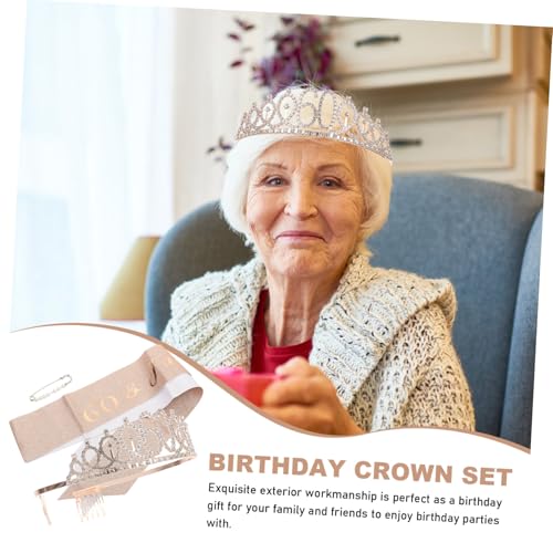 iplusmile Geburtstagskronen Teilig mit Schulterband Langlebige Party Deko Bequeme Wiederverwendbare Geburtstagskrone und Sash Goldene Schmuck Accessoires für Festliche Feier von iplusmile