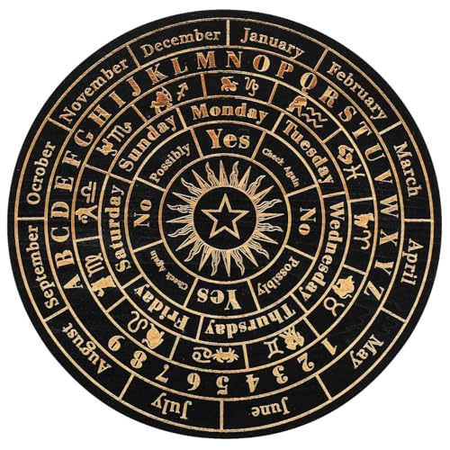 iplusmile Großes schwarzes Pendelbrett aus Holz für Wahrsagung und Tarot; 24 cm Spirituosenplatte mit Kristallenergie, dekorativ für Heimdekoration von iplusmile