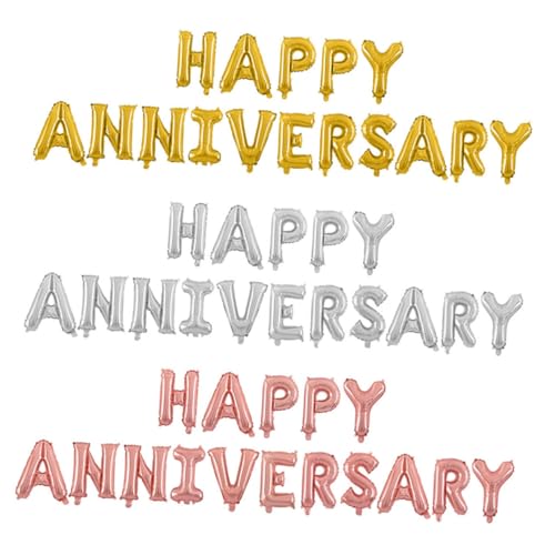 iplusmile Happy Anniversary Aluminium Folienballons Set Goldene Buchstaben Luftballons für Hochzeitsfeier Jubiläum Party Dekoration Wiederverwendbar Vielseitig Einsetzbar für Innen und von iplusmile
