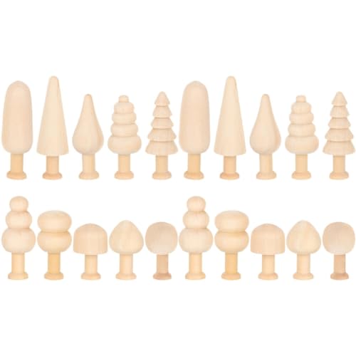 iplusmile Holzbaum Figur zum Bemalen - 20 Stück Unfertiger Holzbaum Leerer Holzbaum - Holzfiguren Dekoration DIY Holzkegel Figuren Mini-Weihnachtsbaum für Weihnachten von iplusmile