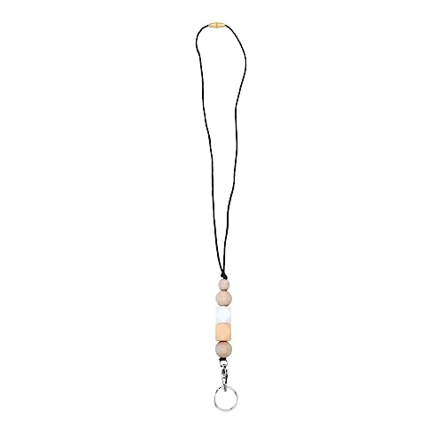 iplusmile Holzperlen Ausweishalter Lanyard Damen Schlüsselanhänger Leichter mit Clip für Büro Schule Besucherausweis Stilvolle Halskette Geschenkidee von iplusmile