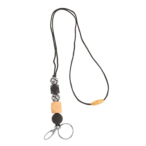 iplusmile Holzperlen Lanyard Ausweishalter Damen Badge Necklace Schlüsselband für Büro Langes Schlüsselhalter Schmuck Accessoire für Frauen und Studenten von iplusmile