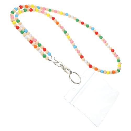 iplusmile Macaron Farbige Holzperlen Lanyard Kartenhalter Handgefertigte Bunte Halskette für Ausweishülle Leicht Kompakt und Vielseitig für Damen Herren Studenten und Pflegepersonal von iplusmile