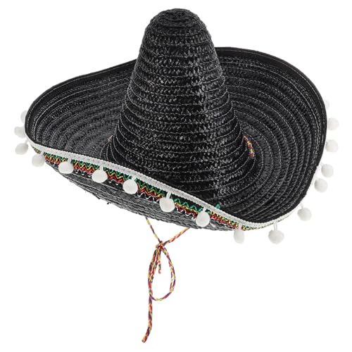 iplusmile Mexikanischer Strohhut mit Pompons Sommer Sombrero für Erwachsene Schwarzer Langlebiger Mexikanischer Strohhut als Party Dekoration und Sommerliches Kostümaccessoire iplusmile Mexikanischer Strohhut mit Pompons Sommer Sombrero für Erwachsene Schwarzer Langlebiger Mexikanischer Strohhut als Party Dekoration und Sommerliches Kostümaccessoire von iplusmile