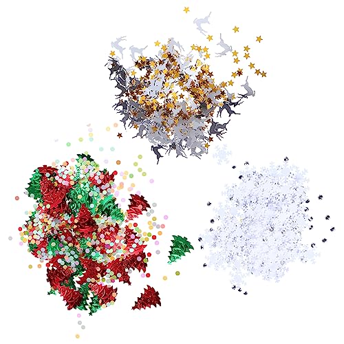 iplusmile Packungen Bunte Weihnachtskonfetti aus Kunststoff mit Schneeflocken Sternen und Weihnachtsbaum Motiven Langlebige Tischdekoration für Weihnachten Festliche Deko für Büro und iplusmile Packungen Bunte Weihnachtskonfetti aus Kunststoff mit Schneeflocken Sternen und Weihnachtsbaum Motiven Langlebige Tischdekoration für Weihnachten Festliche Deko für Büro und von iplusmile
