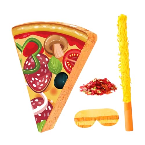 iplusmile Pizza Party Pinata mit Stick und Augenbinde Lustige Food Themed Geburtstagsdeko Pizza Scheiben Design aus Stabilem Karton Inklusive Konfetti für Kindergeburtstagsspiele und iplusmile Pizza Party Pinata mit Stick und Augenbinde Lustige Food Themed Geburtstagsdeko Pizza Scheiben Design aus Stabilem Karton Inklusive Konfetti für Kindergeburtstagsspiele und von iplusmile