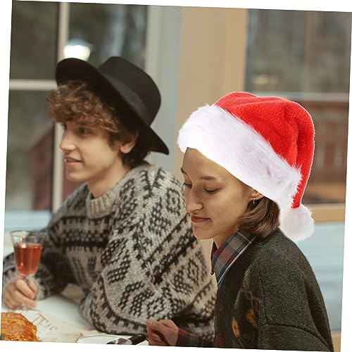 iplusmile Plüsch Weihnachtsmütze für Erwachsene mit Dickem Rand und Weichem Material Roter Santa Hat für Weihnachtsfeier Gemütlich und Dekorativ für Party und Festliche Atmosphäre von iplusmile