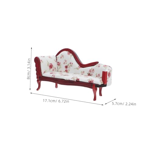 iplusmile Puppenhaus Chaise Lounge Vintage Stil Miniatur Sofa mit Blumenmuster Puppenmöbel Accessoire für Europäisches Wohnzimmer von iplusmile