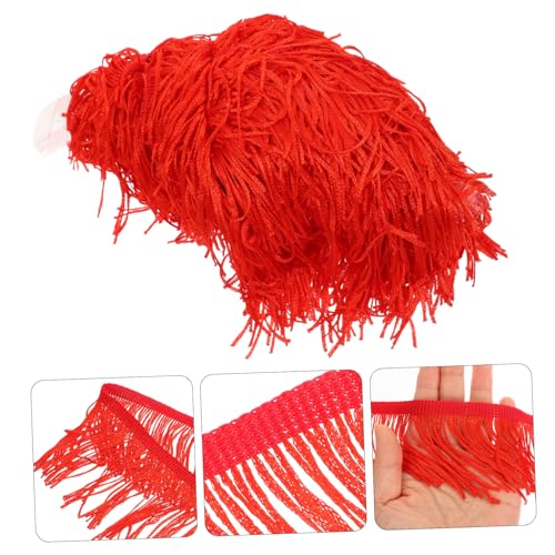 iplusmile Rote Laternen Fransenborte mit Quasten Breit Polyester Tassel für Lampenschirmkanten Laternenrand Party und Festdeko Vielseitig Einsetzbar von iplusmile