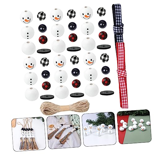 iplusmile Schneemann Holzperlen Rundholzperlen DIY Basteln Weihnachtsdekoration Kreatives Schneemann Anhänger Material für Festliche Handarbeit von iplusmile