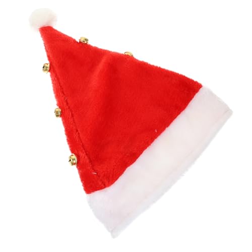 iplusmile Weiche Plüsch Weihnachtsmütze mit Glocke Leichte Santa Mütze für Erwachsene und Jugendliche Klassische Weihnachtskappe mit Weißem Bommel für Weihnachtsfeier und Festliche von iplusmile