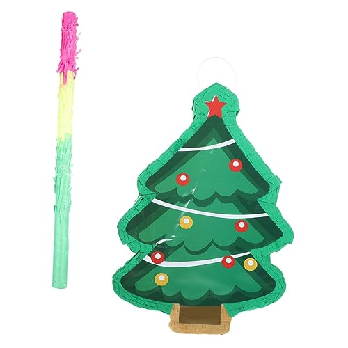 iplusmile Weihnachtliche Pinata Tannenbaum Dekoration Leicht Tragbar Partyspiel mit Schläger für Weihnachtsfeier Kindergeburtstag Fotorequisite Teiliges von iplusmile