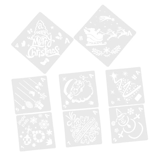 iplusmile Weihnachtliche Spray Schablonen aus Pet Wiederverwendbare Malschablonen für DIY Fenster und Wanddekoration Geeignet für Basteln Karten Geschenke Kreative Weihnachtsmotive von iplusmile