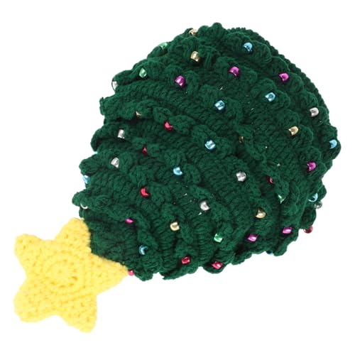 iplusmile Weihnachtliche Warme Strickmütze mit Grünem Bommel Handgefertigter Weihnachtsbaumhut für Erwachsene Kuscheliger Partyhut für Festliche Xmas Feiern und Winterliche Geschenkidee von iplusmile