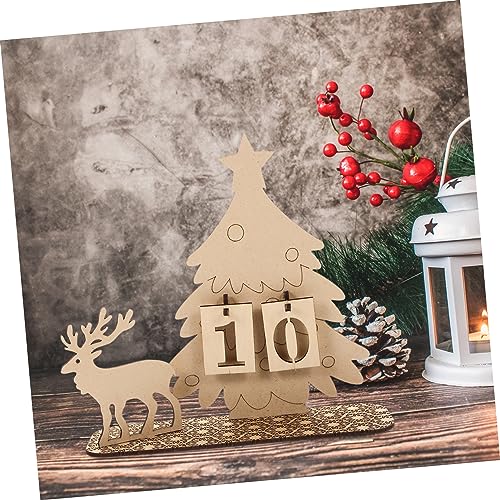 iplusmile Weihnachtlicher Holz Adventskalender zum Aufstellen Handgefertigtes Tisch Verstellbarer Countdown Kalender für Festliche Weihnachtsatmosphäre für Schreibtisch Regal und von iplusmile