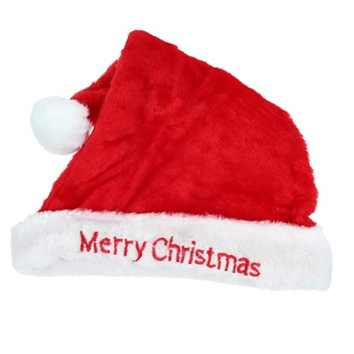 iplusmile Weihnachtsmütze Santa Hat aus Weichem Plüsch für Erwachsene Rote Nikolausmütze als Festliche Deko und Party Zubehör Bequem und Langlebig für Weihnachten und Kostümfeiern von iplusmile