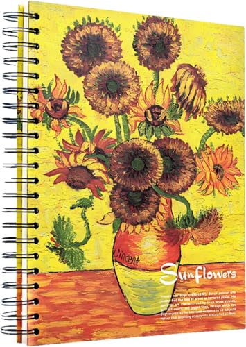 ipoul Spiral-Skizzenbuch, A4, 160 g/m², Multimedia-Skizzenbuch, Kunst-Skizzenbuch, 22,9 x 30,5 cm, großes Notizbuch, dickes Malpapier, niedlicher Zeichenblock, Sonnenblumengeschenke, Van Gogh Vase mit ipoul Spiral-Skizzenbuch, A4, 160 g/m², Multimedia-Skizzenbuch, Kunst-Skizzenbuch, 22,9 x 30,5 cm, großes Notizbuch, dickes Malpapier, niedlicher Zeichenblock, Sonnenblumengeschenke, Van Gogh Vase mit von ipoul