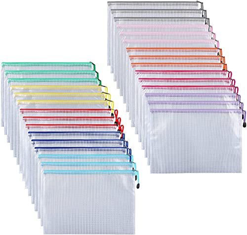 Ipow A6 Dokumententasche Reißverschluss Taschen Netztaschen, Zip Beutel Aktenbeutel für Schule, Bürobedarf, Dokumente, Medikamente, Kosmetik, Reisezubehör 30pcs Bunt von ipow