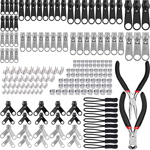 194-teiliges Reißverschluss-Reparatur-Set, Ersatz-Reißverschluss-Ersatz mit 2 Mini-Zangen, für Kleidungsstücke, Taschen, Jacken, Zelte von irfan