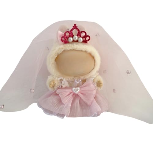 2025 Labubu Kleidung für Puppe (keine Puppe), handgefertigtes Häkelset für 17 cm große Puppe, Kleidung für Labubu, Premium-Labubu-Outfit mit Zubehör, stilvolle Labubu-Kleidung für Puppe (Rosa) von isasaka