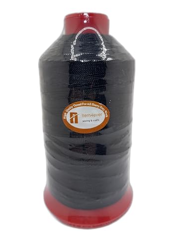 UV-beständiges gebundenes Polyester-Nähgarn für Polstermöbel, Outdoor, Marineblau, 227 g (Tex 210, Schwarz) von item4ever