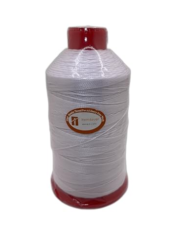 UV-beständiges gebundenes Polyester-Nähgarn für Polstermöbel, Outdoor, Marineblau, 227 g (Tex 90, Weiß) von item4ever