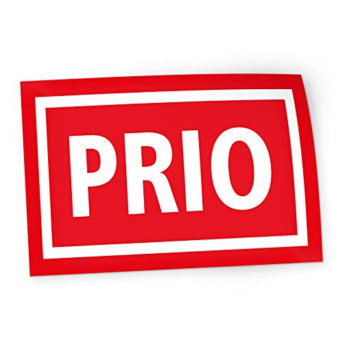 24 x itenga Aufkleber PRIO rechteckig rot weiß 6 x 3,5 cm Sticker Etikett als Priorität Aufkleber für wichtige Unterlagen von itenga