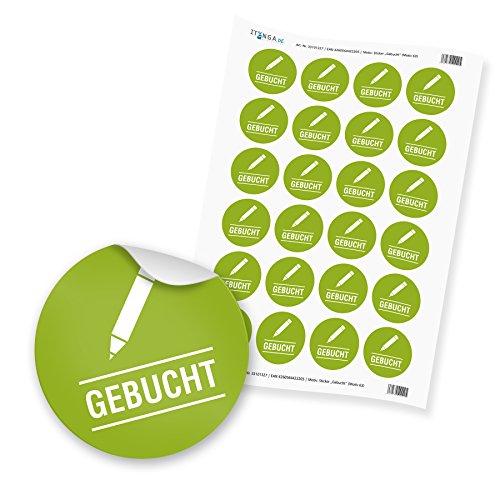 24 x itenga Hinweis Aufkleber Sticker „Gebucht“ (Motiv 63) von itenga