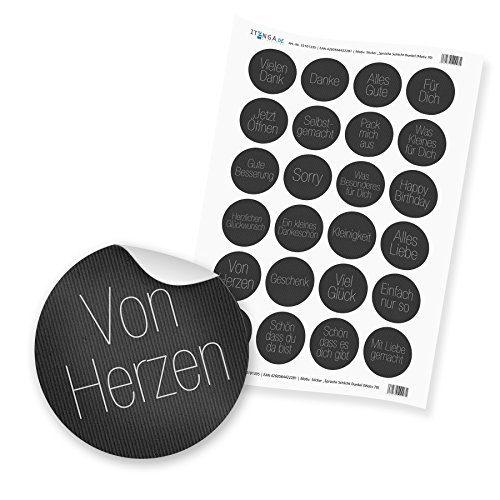 24 x itenga Sticker „Sprüche Schlicht Dunkel“ (Motiv 70) von itenga